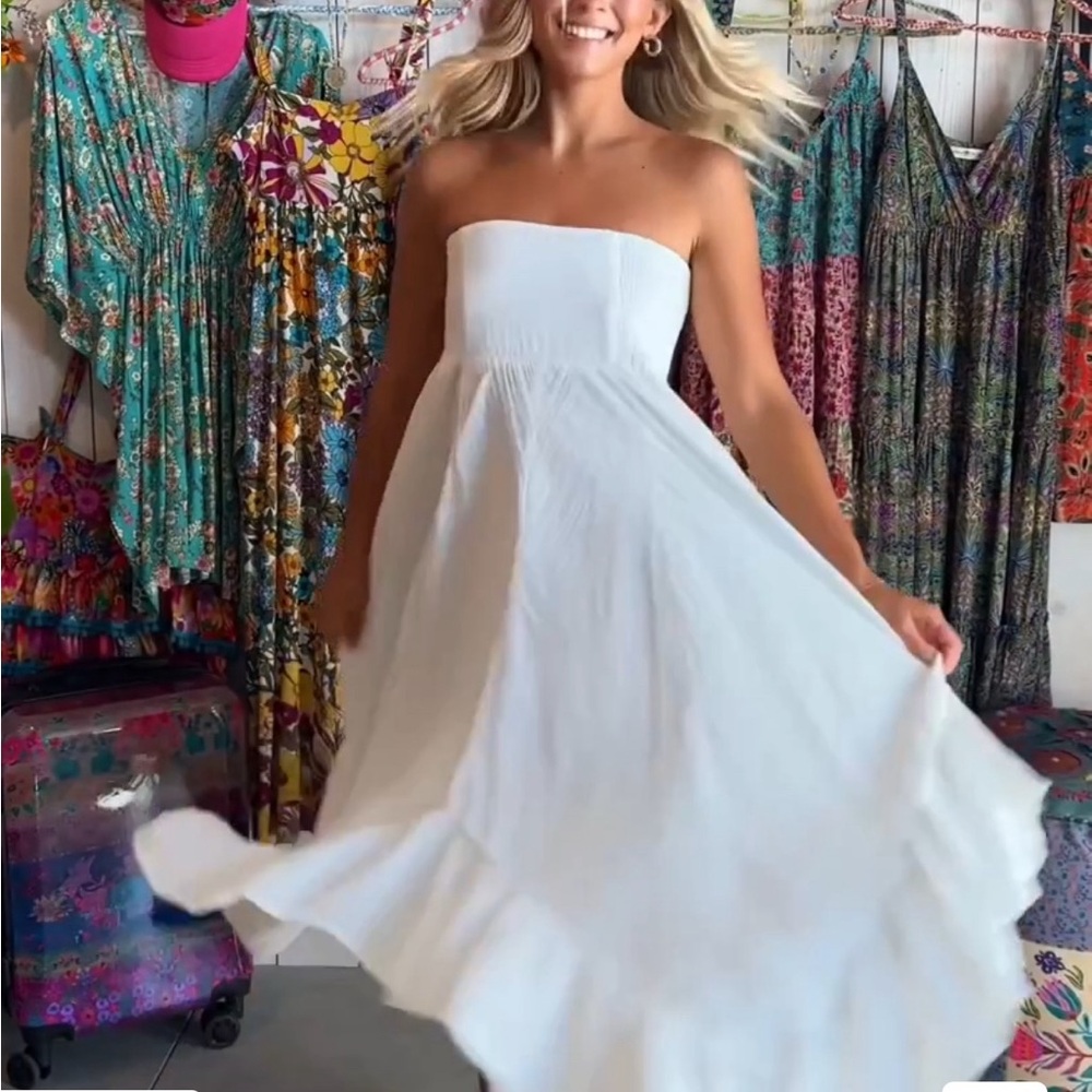 NATURAL LIFE Feelin' Alive White Cotton Convertible Boho Midi Skirt—NWT--L - Picture 6 of 13